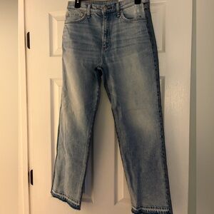 Rag and Bone Harlow straight 2 tone raw hem jeans